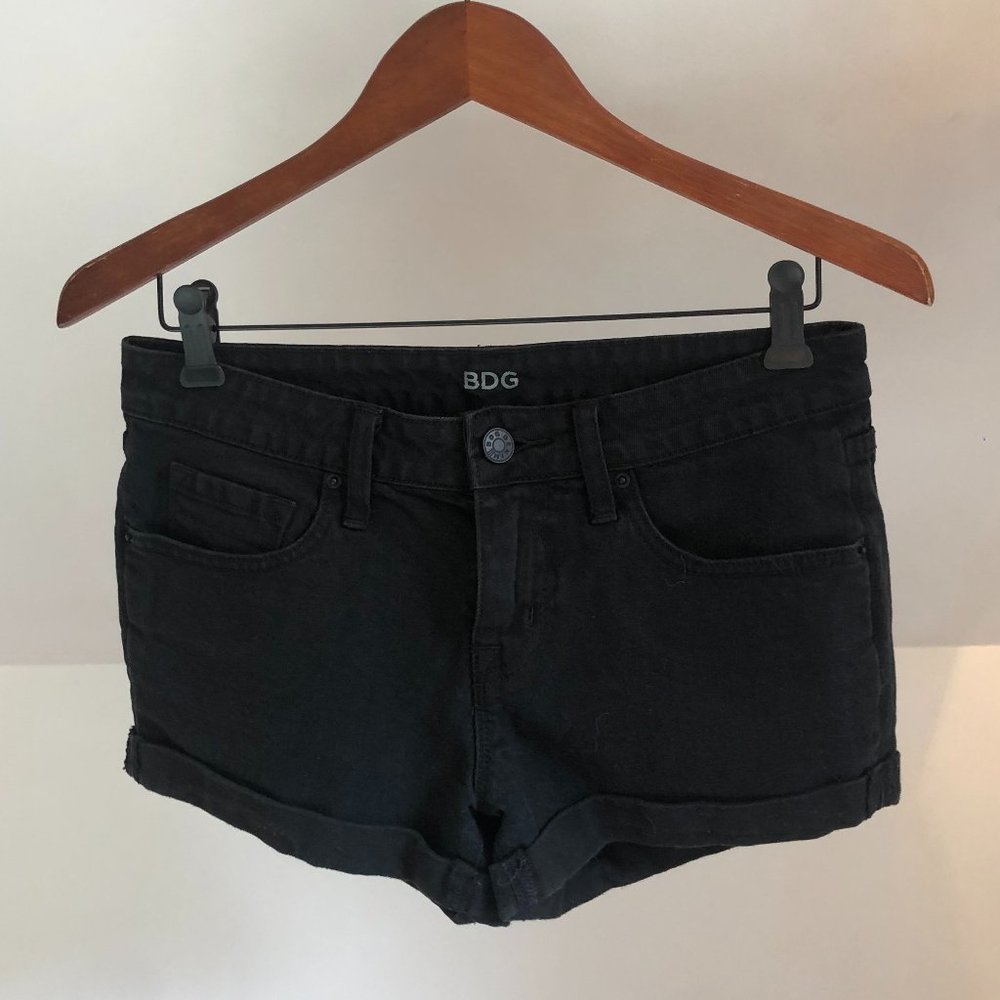BDG Mid-rise black denim shorts